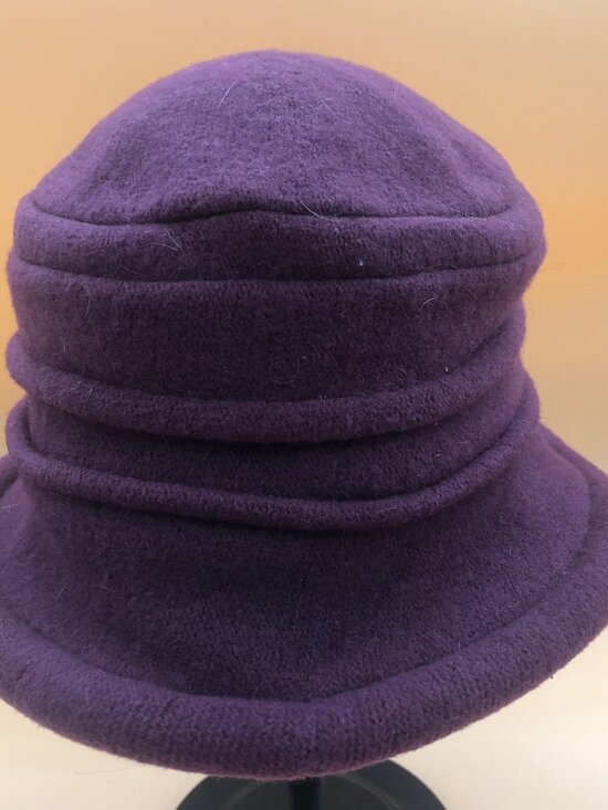 Scala Purple Felt Hat – One Size Sculpted Wool Cloche Style Hat main image 4